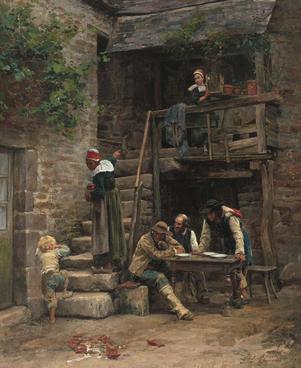 La brocca del latte rotta, 1879